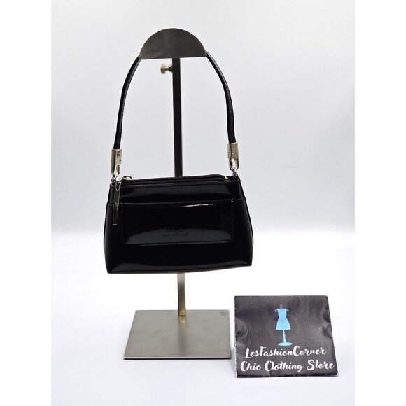 Beijo Women's Black Patent Leather With Shoulder Strap Mini Bag 2729 - Picture 2 of 10